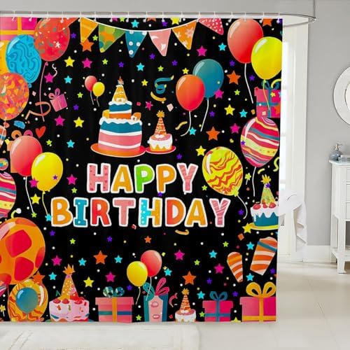 Happy Birthday 72x72 Bath Curtain Star Print Set