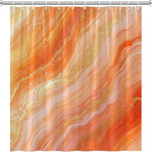 ZZYSKS Orange Marble Shower Curtain