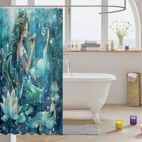 Blue Mermaid Kids Bath Curtn