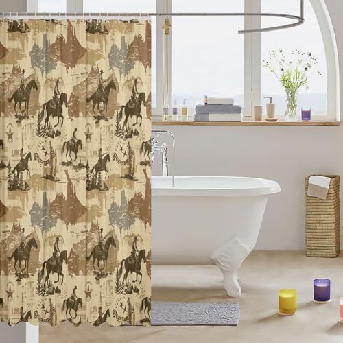 Feelyou Texas Star Cowboy Shower Curtain Set 72x78