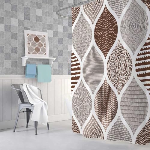 JAWO Retro Bohemian Shower Curtain Set - Tan Grey 72X75 Inch