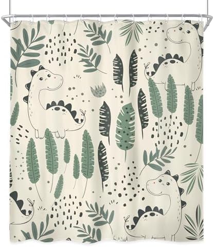 Kids Funny Dinosaur Bathroom Curtain Set 72x72