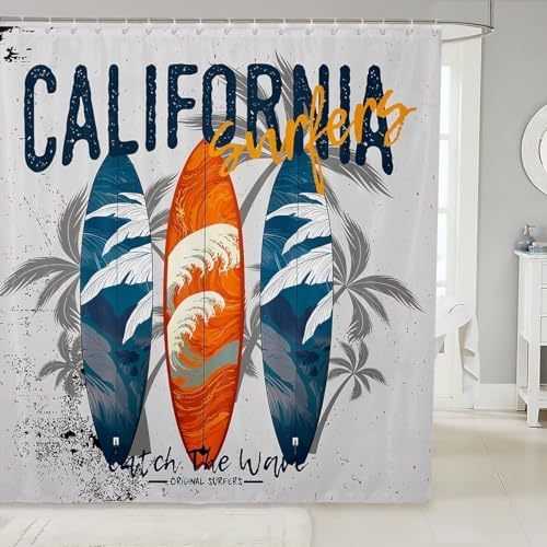 Fun Kids Surfing Bathroom Curtains