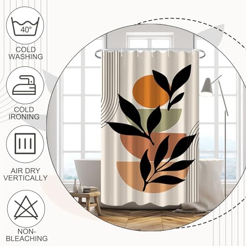 Baocicco Boho Mid Century Shower Curtain Set with Hooks
