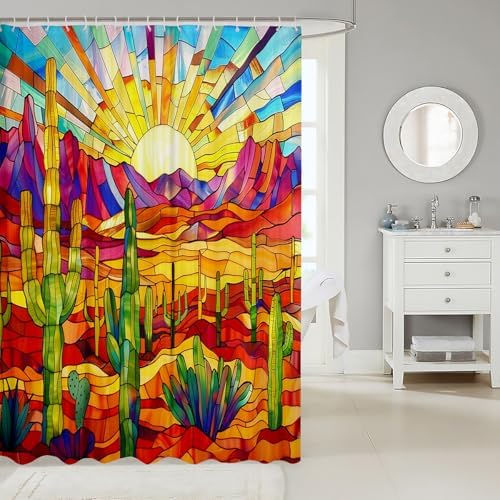 Manfei tropical cactus shower curtains