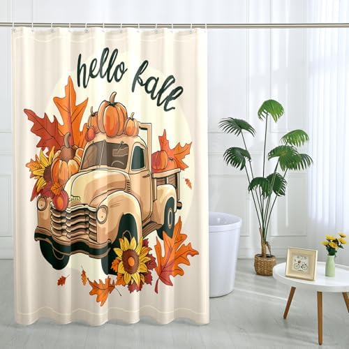 Fall Kawaii Autumn shower curtain set 72x72 with unique design
