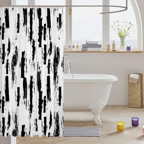 Jejeloiu Black White Shower Curtain Set