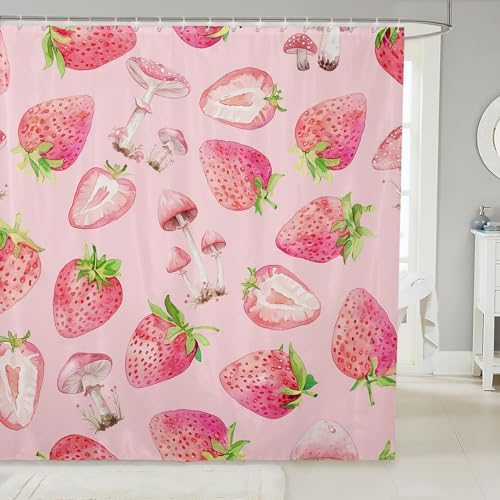 Feelyou Kids Pink Strawberry Bath Curtain