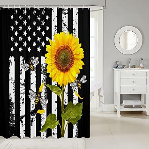 Manfei American Flag Patriotic Kids Shower Curtains