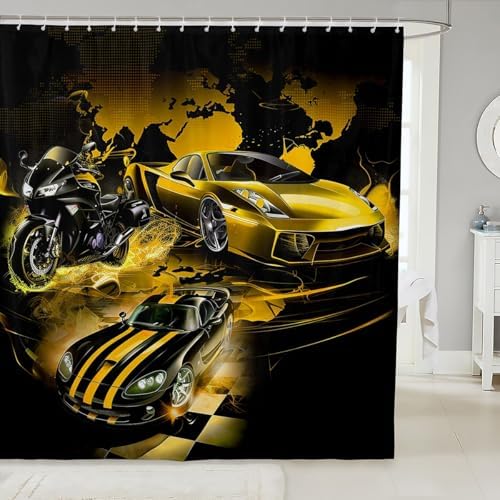 Feelyou Racing Car Bath Shower Curtain Extreme Sports