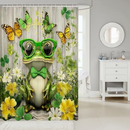 Feelyou Frog 72x72 Cute Forest Green Bathroom Shower Curtain