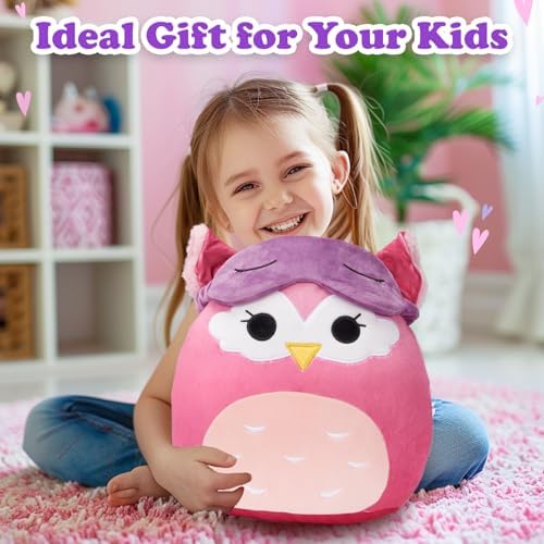 Cute Owl Plush Pillow with Mask Soft and Fun