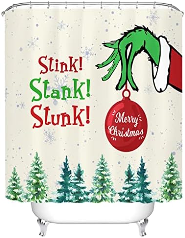 Tititex Merry Christmas Grinch Shower Curtain Set