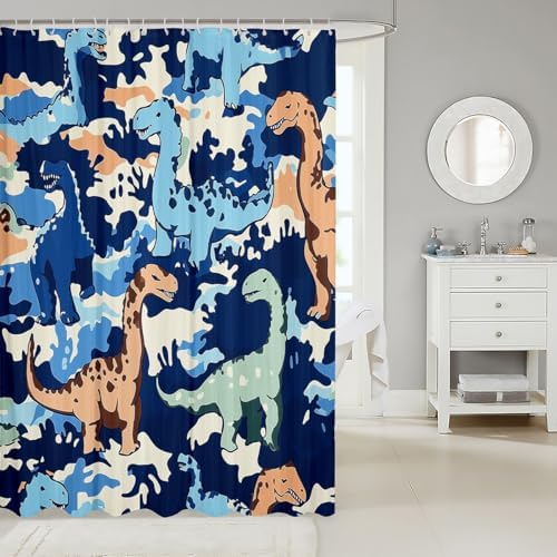 Waterproof Camo Dinosaur Shower Curtain
