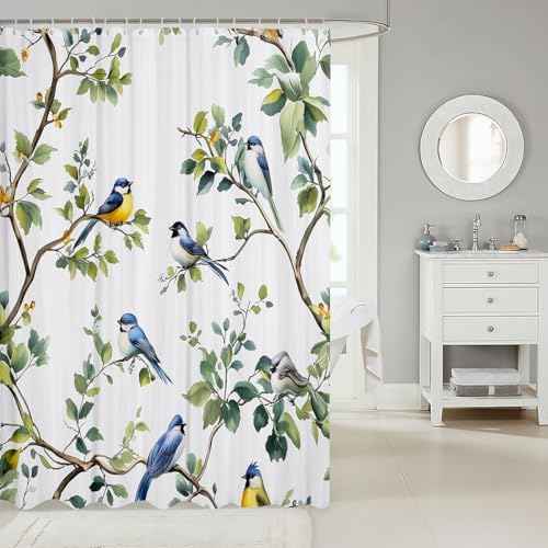 Charming Feelyou Birds Bath Curtain 72x72 Waterproof Fun for Your Bathroom