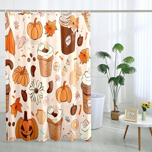Fall Pumpkin Ice Cream Shower Curtain Set - 72x72