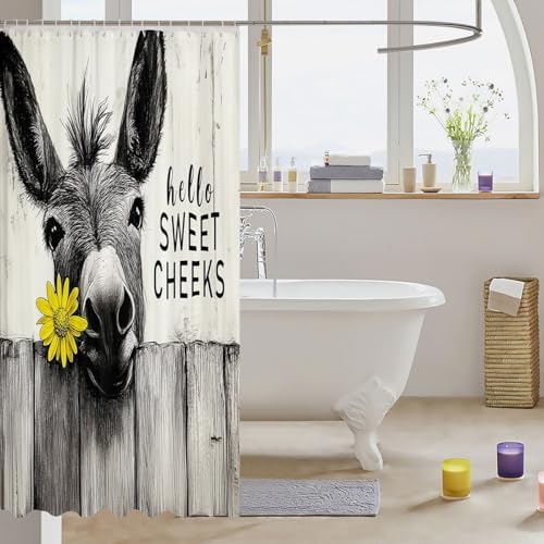jejeloiu Funny Donkey Shower Curtain Set 1