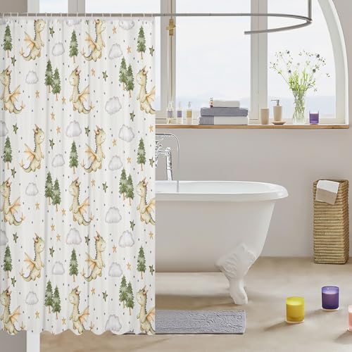 Manfei Cute Dragon Animal Wings Shower Curtain