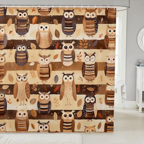Feelyou Owl 72x72 Shower Curtain Set
