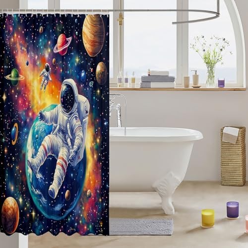 High-Quality Astronaut Galaxy Bathroom curtain Set