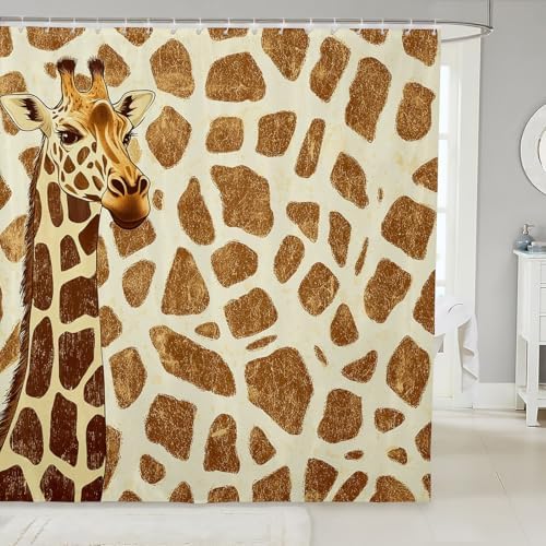 Manfei Giraffe Shower Curtain Set for Kids and Adults 72x72 Inch