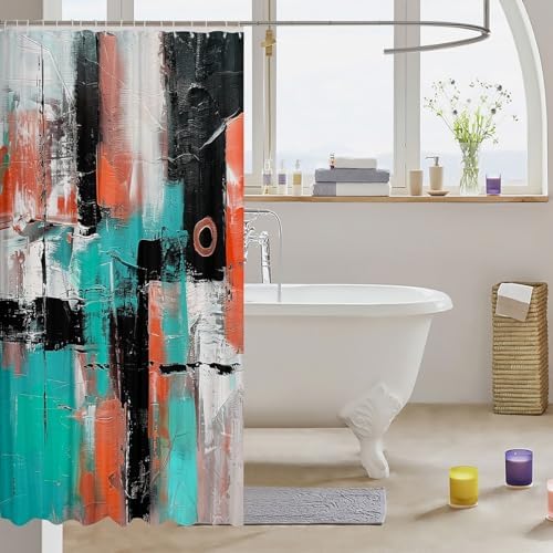 Modern Abstract Shower Curtain Set for Home Travel Use