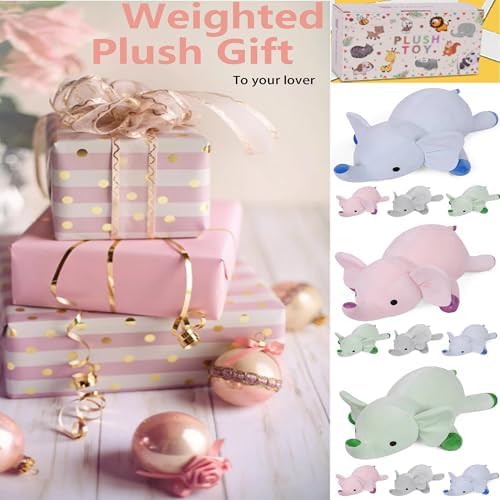 24 Blue Elephant Weighted Plush Toy - Hug Companion for Kids Adults