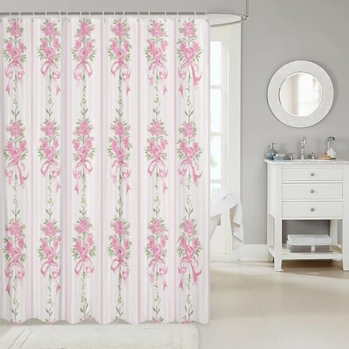 Manfei Bowknot Bath Curtains Pink