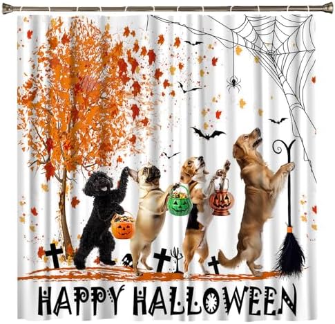 Cute Halloween Thanksgiving Shower Curtain with 14 Hooks 70x78