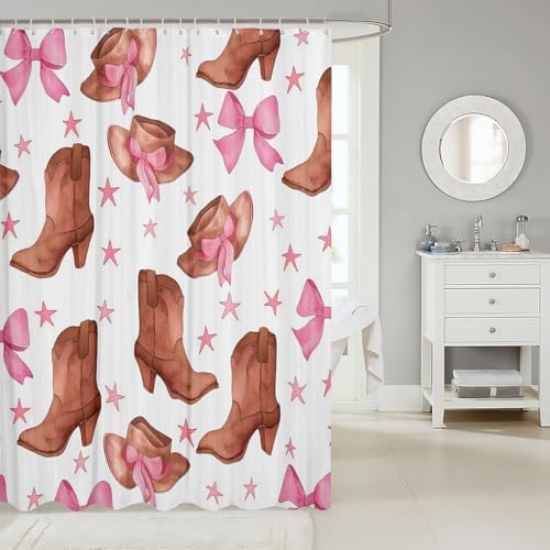 Cute Cowgirl Bath Curtain 84L x 72W