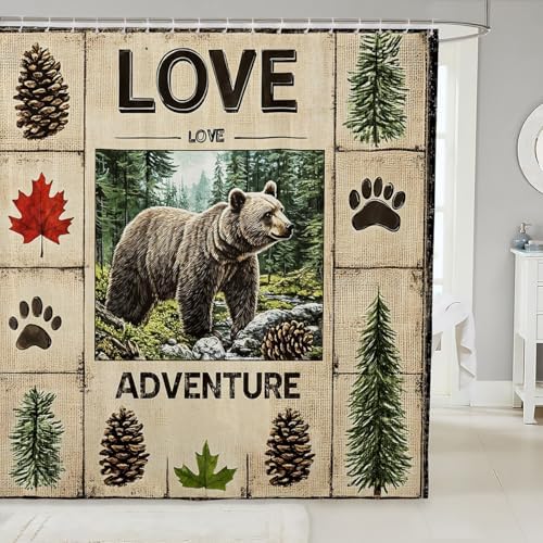 Feelyou Cabin Bear 72x78 Bath curtain