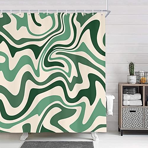 Aesthetic Retro Boho Minimal Sage Green Shower Curtain Set