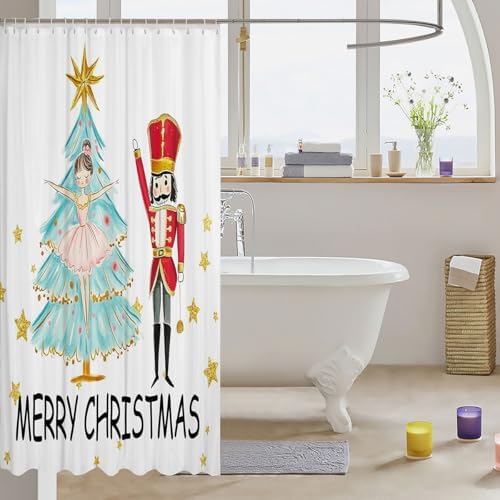 Feelyou Nutcracker Bath Curtain for Kids waterproof shower curtain with festive design