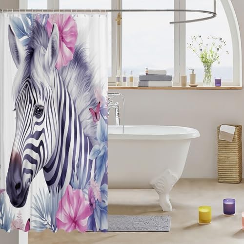 Feelyou Zebra Shower Curtain Black White for Kids Adults Waterproof Fun