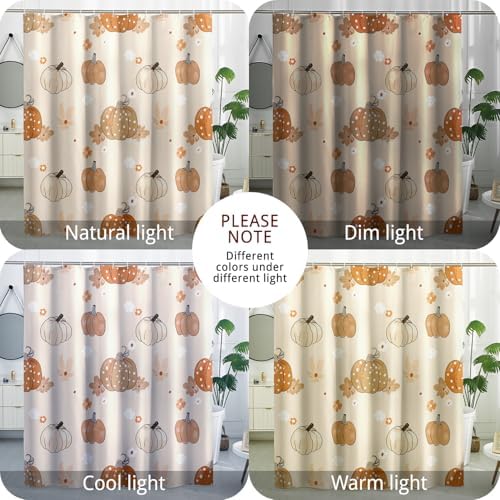 Fall Polka Pumpkin Shower Curtain Set