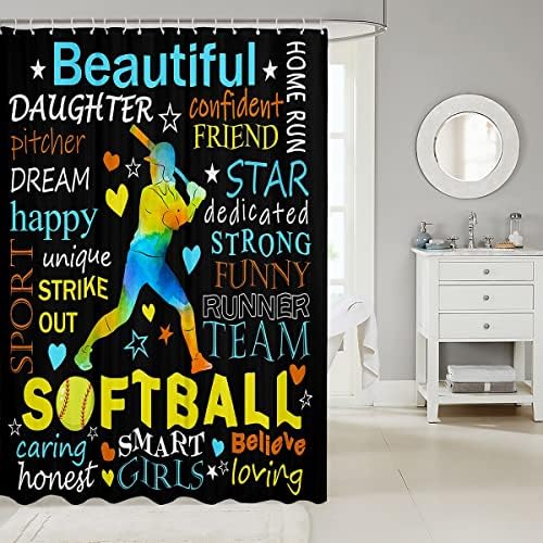 Stylish Softball Player Shower Curtains Add Excitement To Any Bath Time