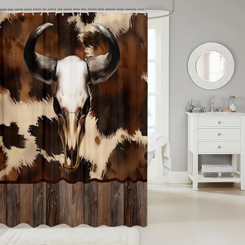 Moody Cow Skull Shower Curtain Set