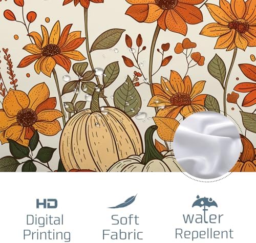 Fall Cream Pumpkin shower curtain set Autumn line drawing 62x72 TPHIHpT