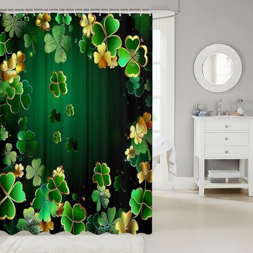 Manfei Kids Green Clover Shower Curtains