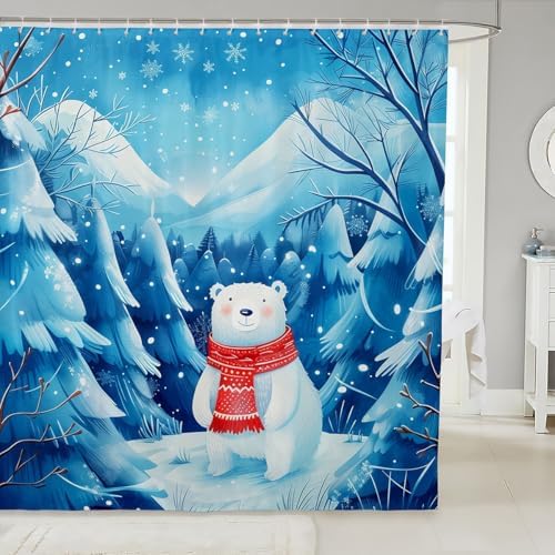 Manfei Cartoon Polar Bear Kids Bath Curtains 72 x 72