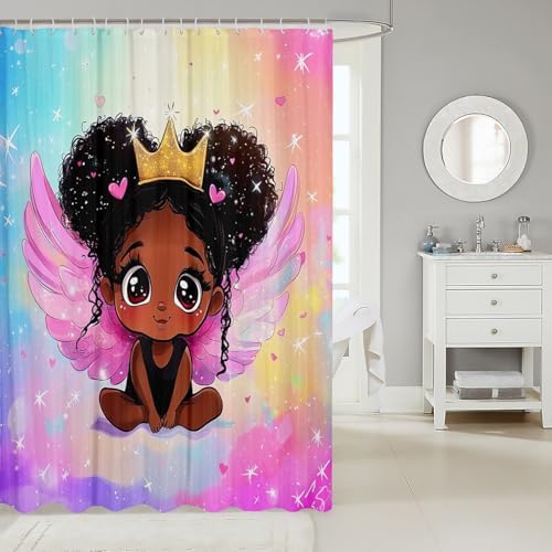 Manfei Cute Black Princess Shower Curtains Set