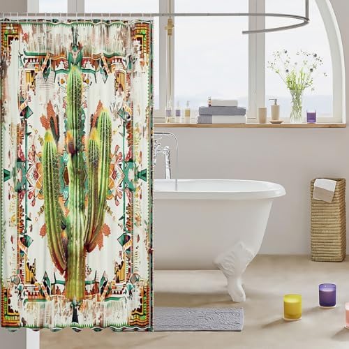 Feelyou 72x72 Cactus Bathroom Shower Curtain Set