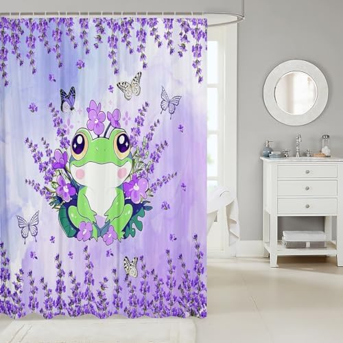 Manfei Cute Frog Kids Bathroom Curtains Waterproof Fun for Kids