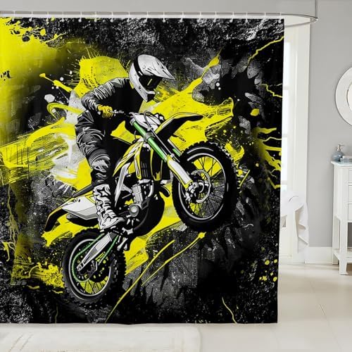 Feelyou Motorbike Shower curtain for Kids and Adults Fun and Durable