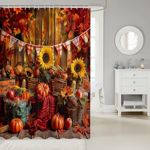 Feelyou Kids Pumpkin Shower Curtain Set Fall Harvest