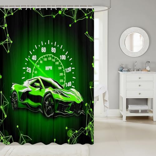 Feelyou Kids Race Car Bathroom Shower Curtain Set Speed Sports Car Design