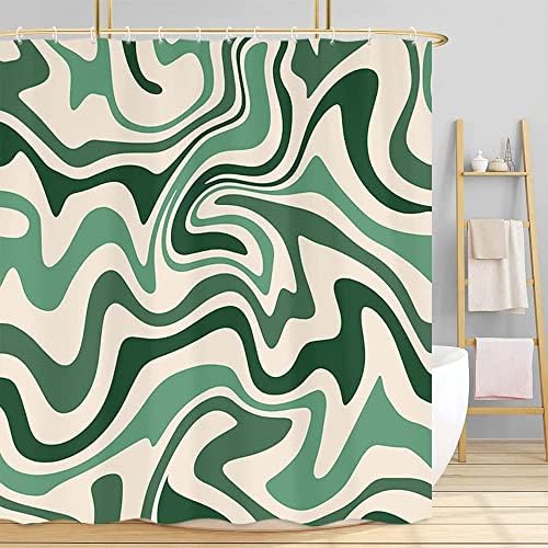 Aesthetic Retro Boho Minimal Sage Green Shower Curtain Set