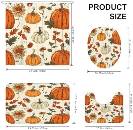 Autumn-themed shower curtain set for home decor