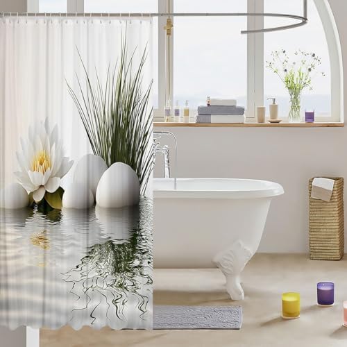 Kids White Zen Stone 72x72 Shower Curtain Set