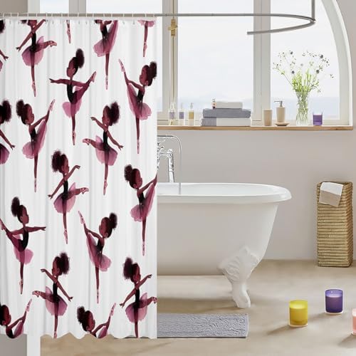 Unique Ballet Bath Curtain Black Bathroom Decor Aesthetic Kids AdultsJustin